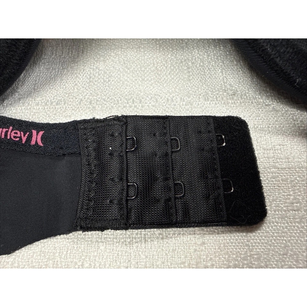 Hurley Size 34C Black Padded Bra Pink Accents Adjustable Straps Push Up - Picture 6 of 8